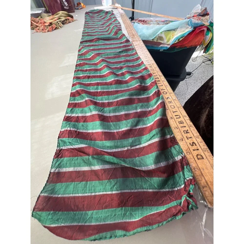 Vintage Stripe Colorblock Rectangle Scarf Lightweight Pure Silk Neck Wrap